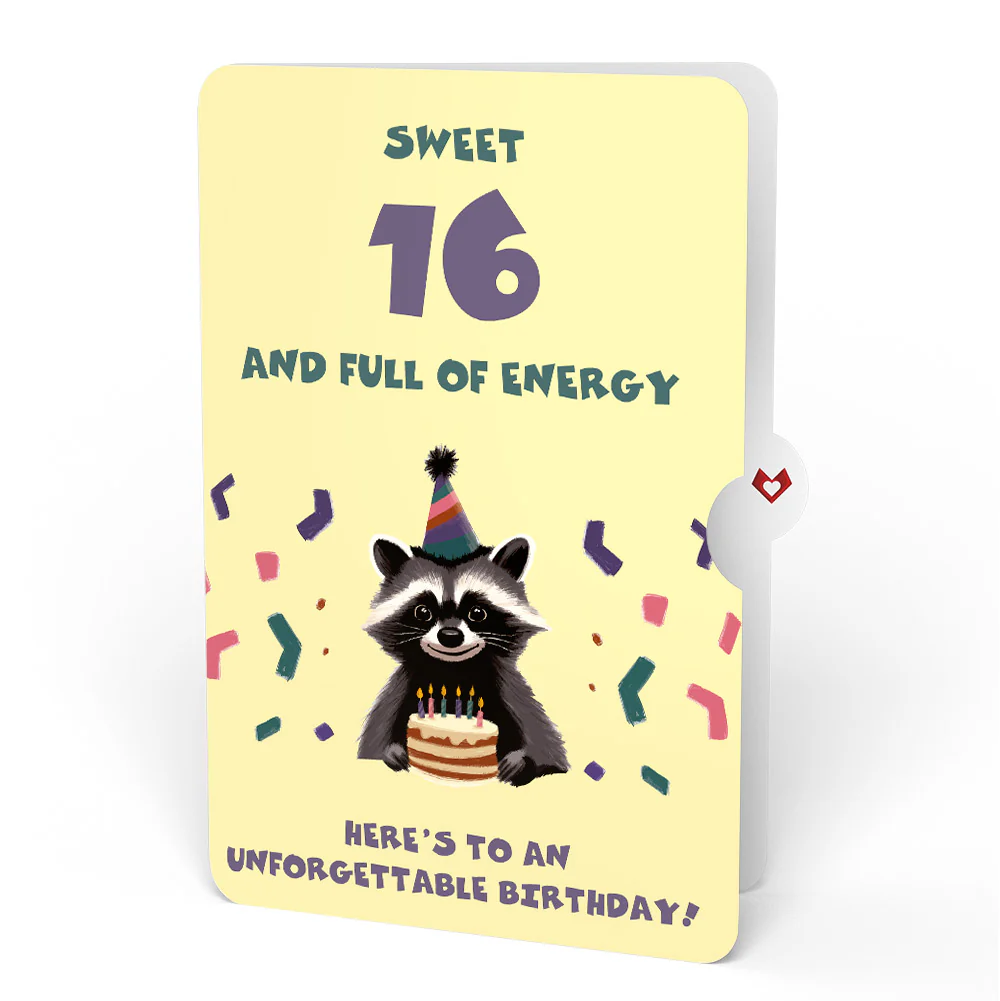 Go Feral Raccoon 16th Birthday Pop-Up Card and Sentiment Set - Image 4