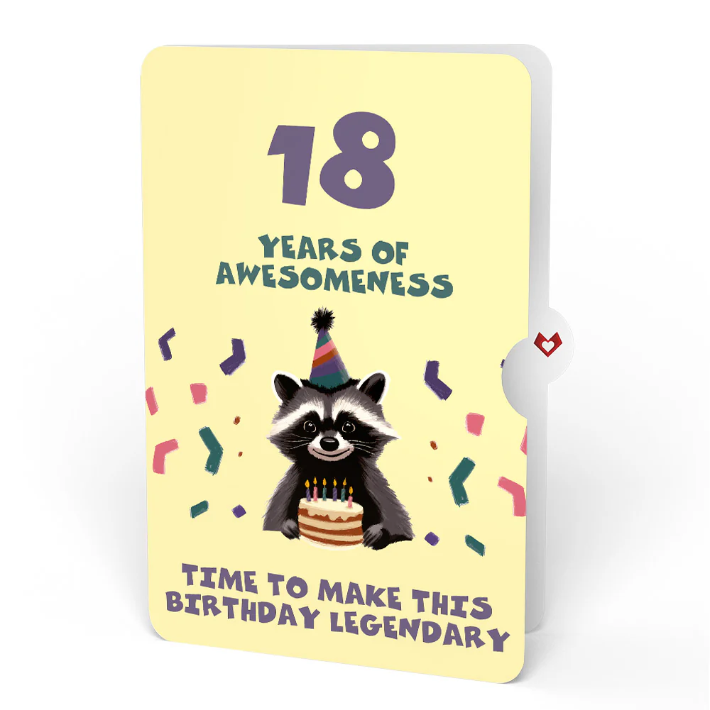 Go Feral Raccoon 18th Birthday Pop-Up Card and Sentiment Set - Image 4