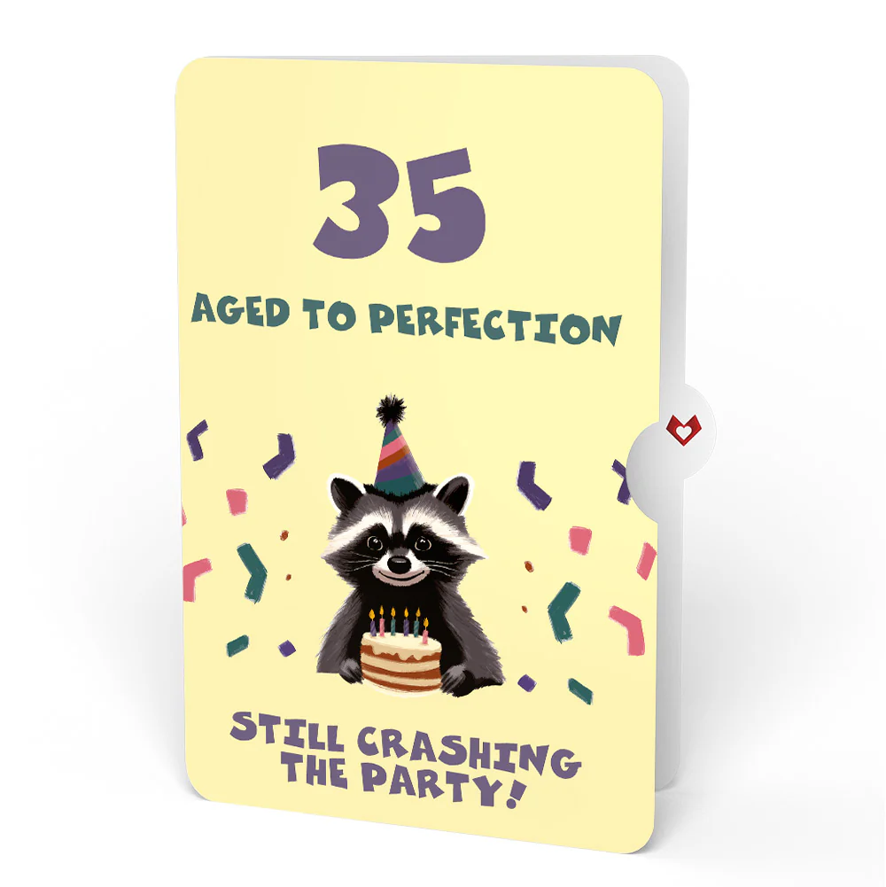 Go Feral Raccoon 35th Birthday Pop-Up Card and Sentiment Set - Image 4