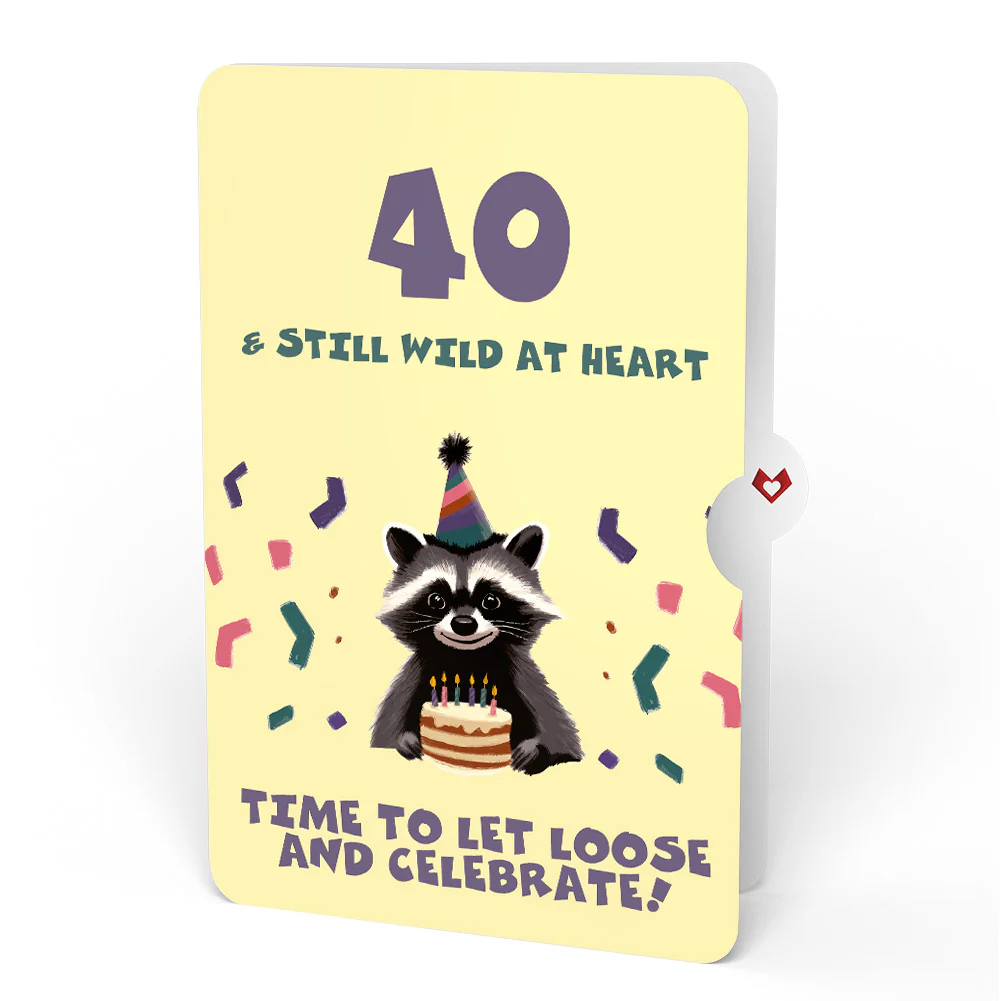 Go Feral Raccoon 40th Birthday Pop-Up Card and Sentiment Set - Image 4