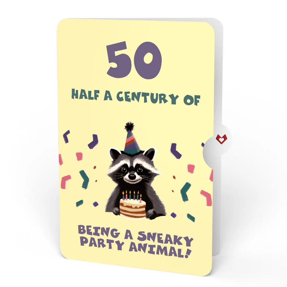 Go Feral Raccoon 50th Birthday Pop-Up Card and Sentiment Set - Image 4