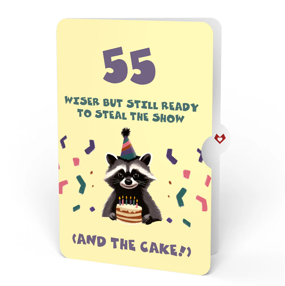 Go Feral Raccoon 55th Birthday Pop-Up Card and Sentiment Set - Image 4
