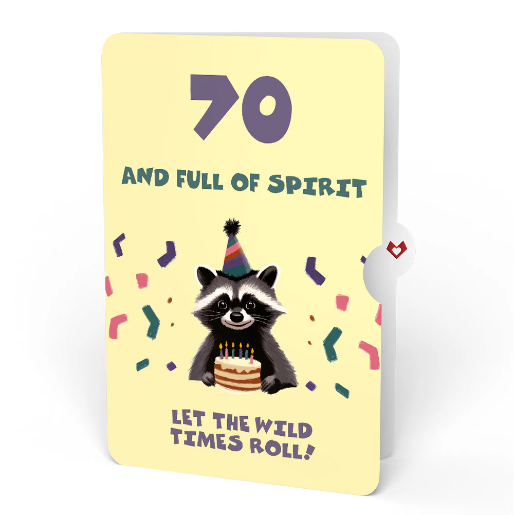 Go Feral Raccoon 70th Birthday Pop-Up Card and Sentiment Set - Image 4