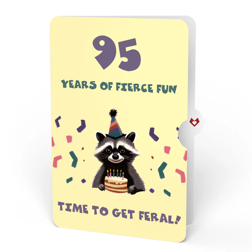 Go Feral Raccoon 95th Birthday Pop-Up Card and Sentiment Set - Image 4