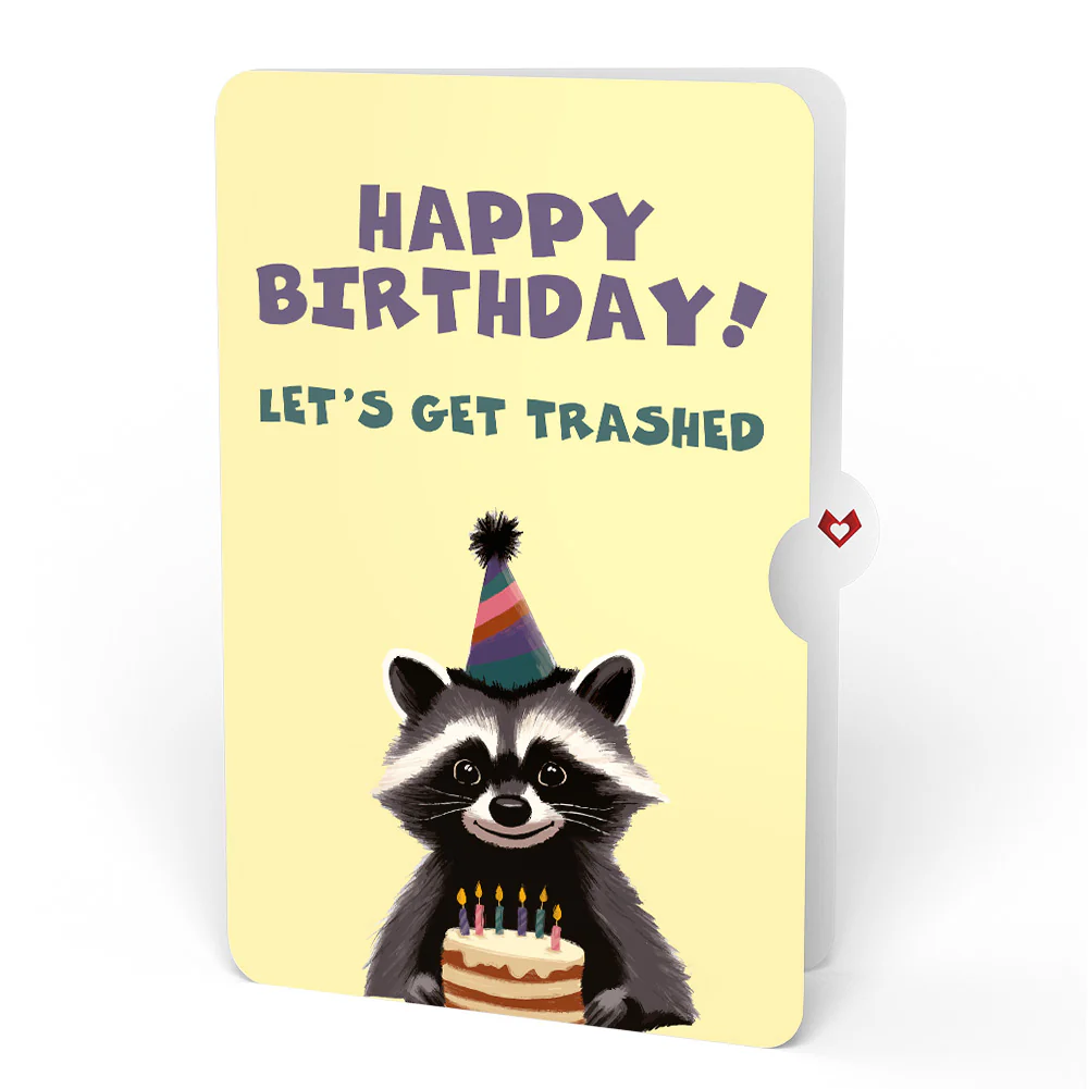 Go Feral Raccoon Birthday Pop-Up Card and Party Raccoon Let's Get Trashed Sentiment Set - Image 4