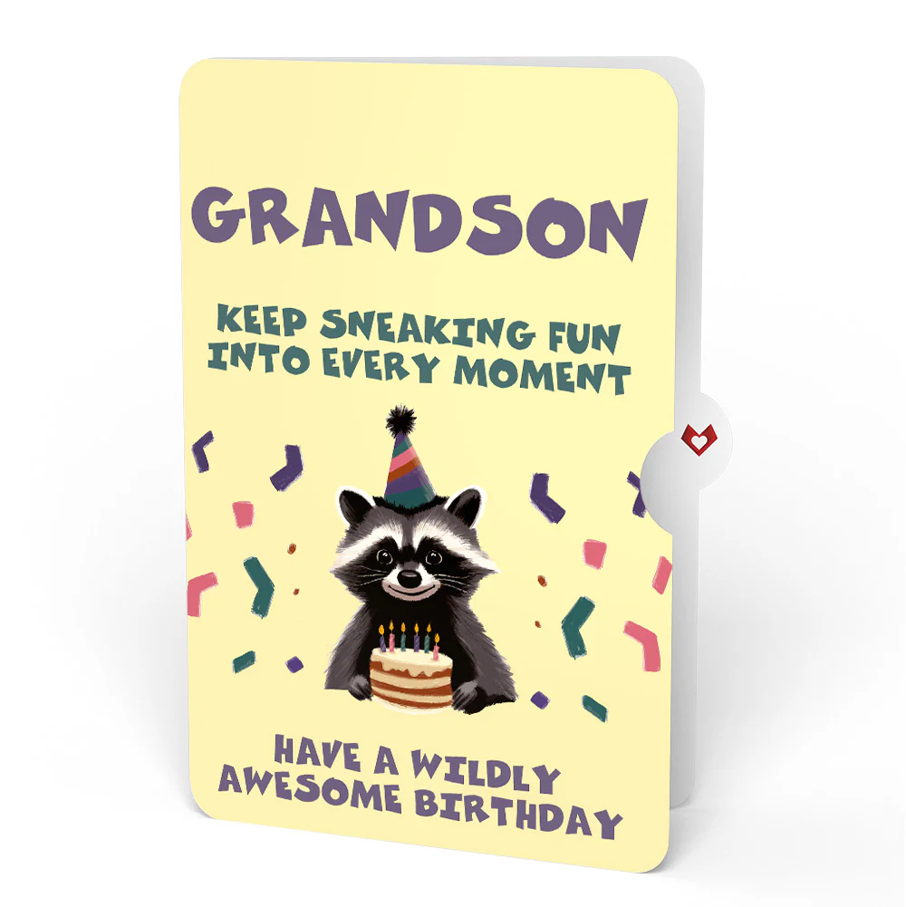 Go Feral Raccoon Birthday Pop-Up Card and Sentiment Set for Grandson - Image 4
