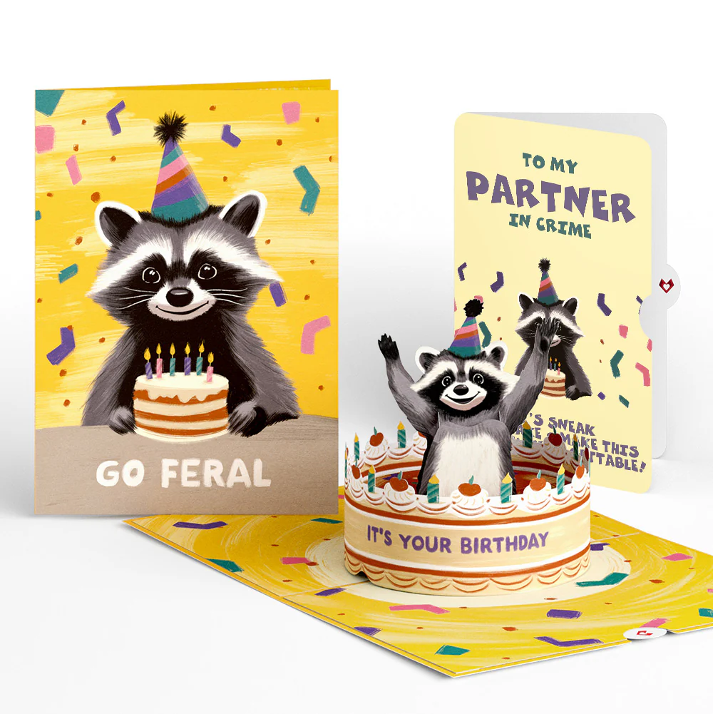 Go Feral Raccoon Birthday Pop-Up Card and Sentiment Set for Partner