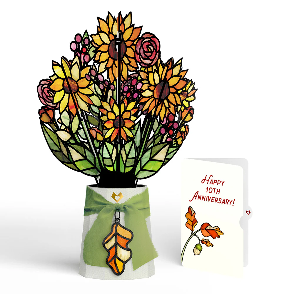 Golden Hour Sunflower 10th Anniversary Suncatcher Bouquet and Sentiment Set