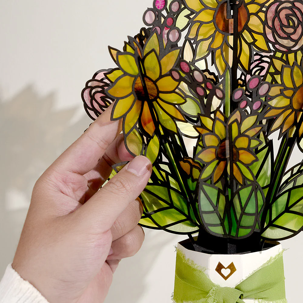 Golden Hour Sunflower Fall Suncatcher Bouquet and Sentiment Set - Image 3