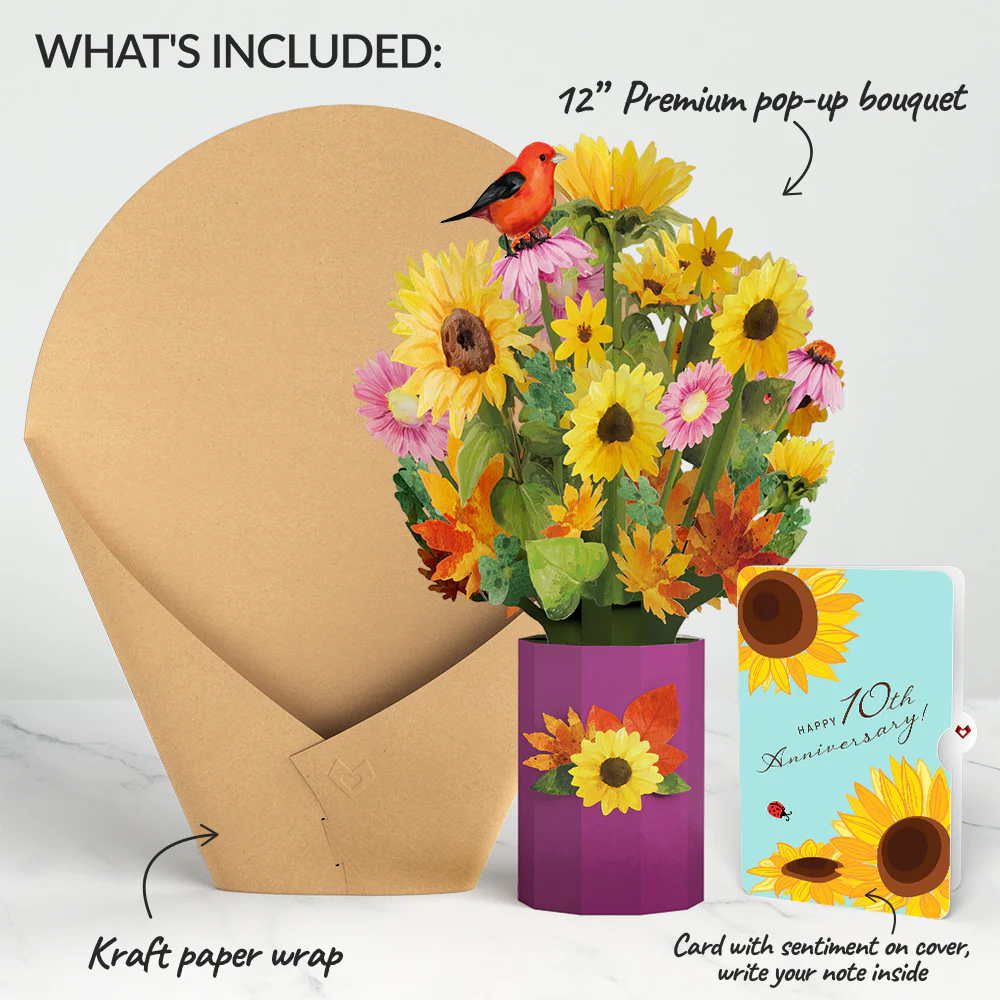 Golden Sunflower 10th Anniversary Bouquet and Sentiment Set - Image 2