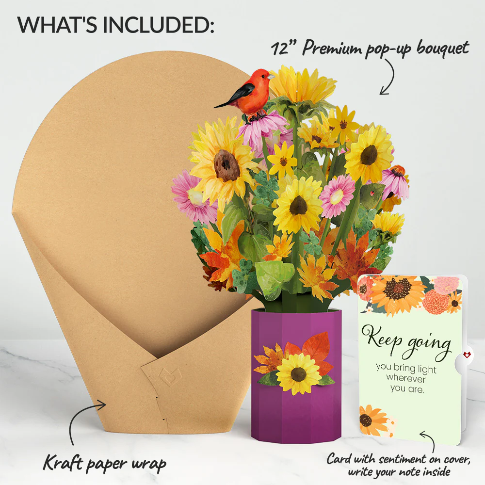 Golden Sunflower Encouragement Bouquet and Sentiment Set - Image 2