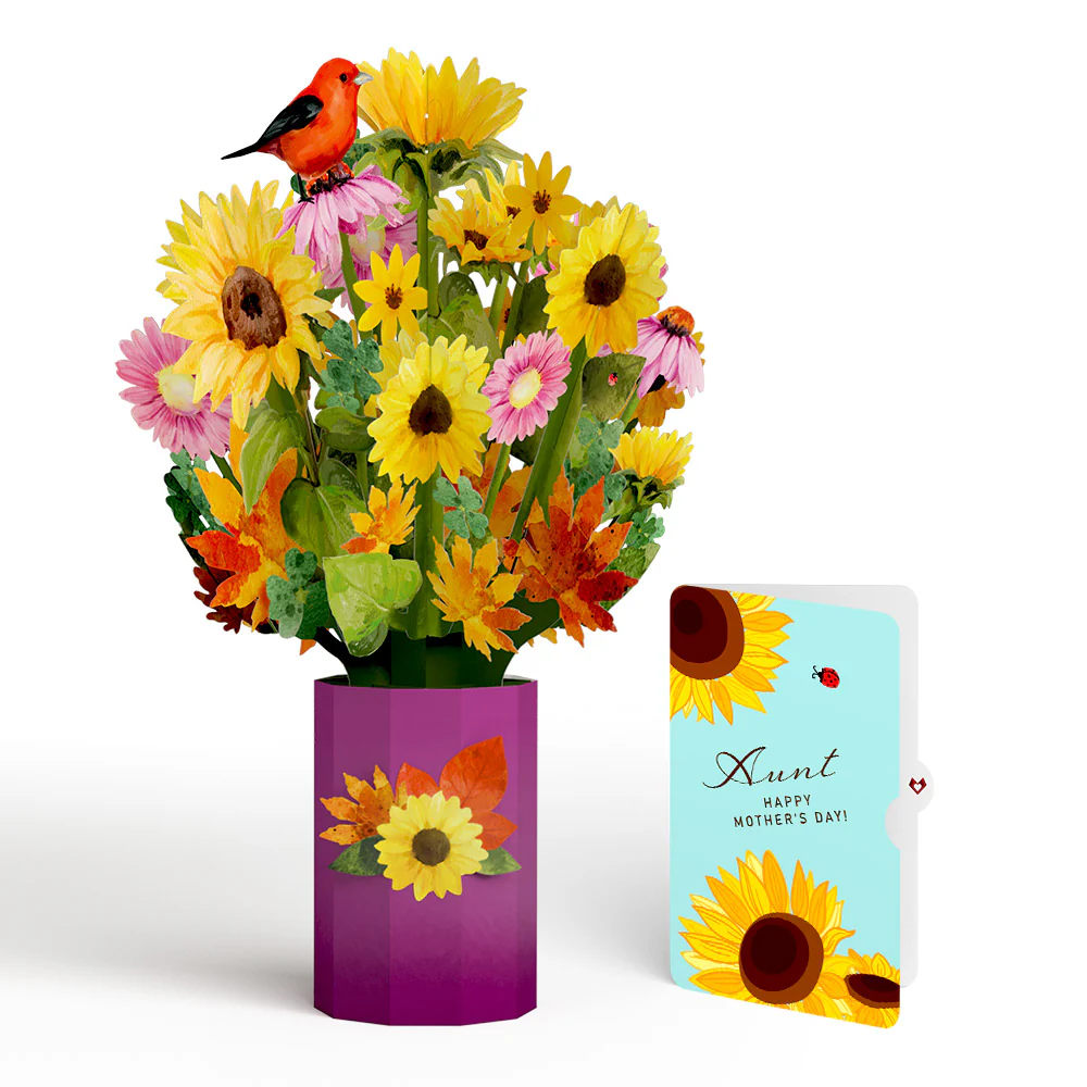 Golden Sunflower Mother’s Day Bouquet and Sentiment Set for Aunt