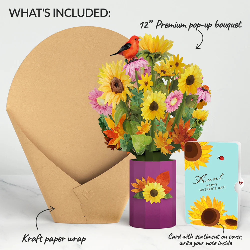 Golden Sunflower Mother’s Day Bouquet and Sentiment Set for Aunt - Image 2