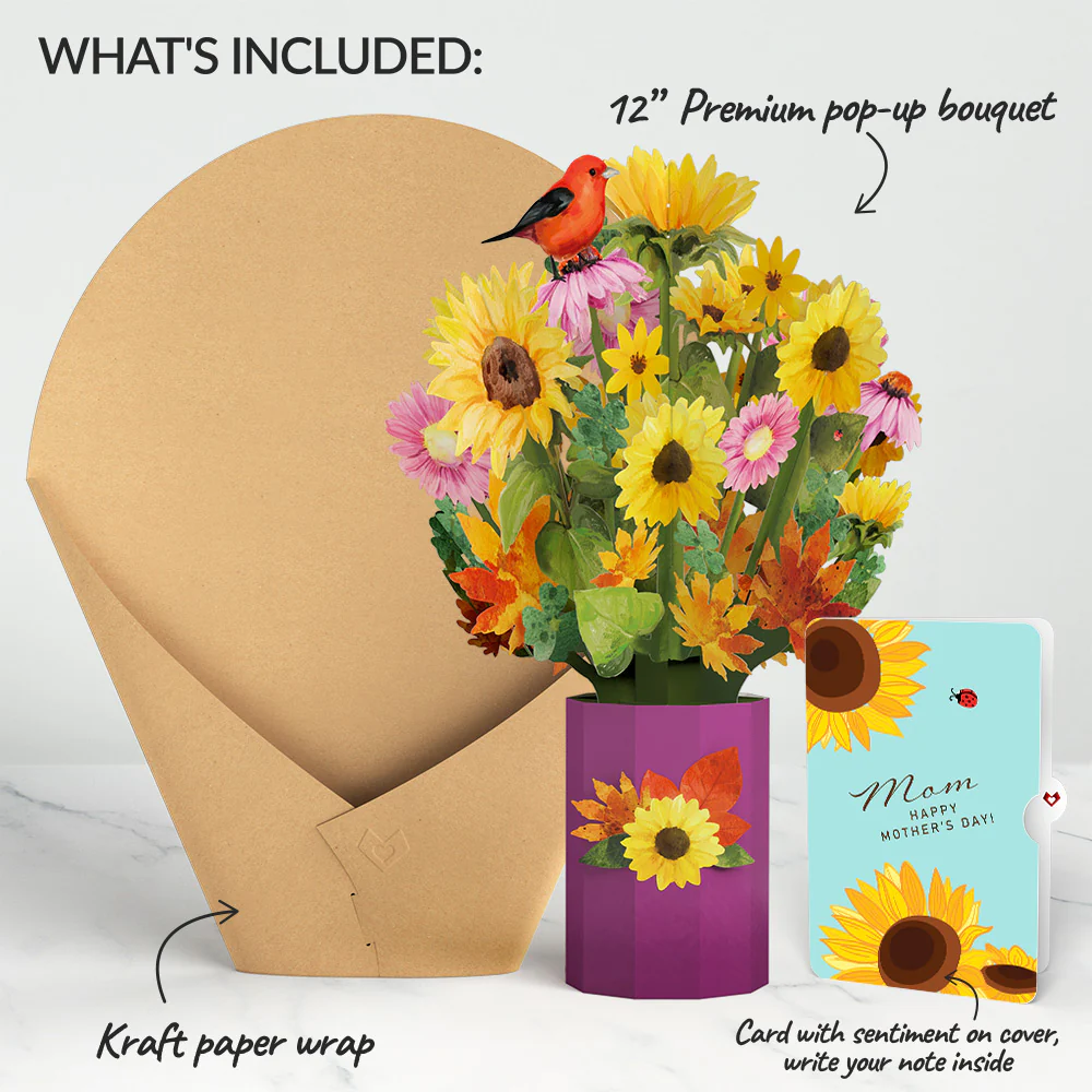 Golden Sunflower Mother’s Day Bouquet and Sentiment Set for Mom - Image 2