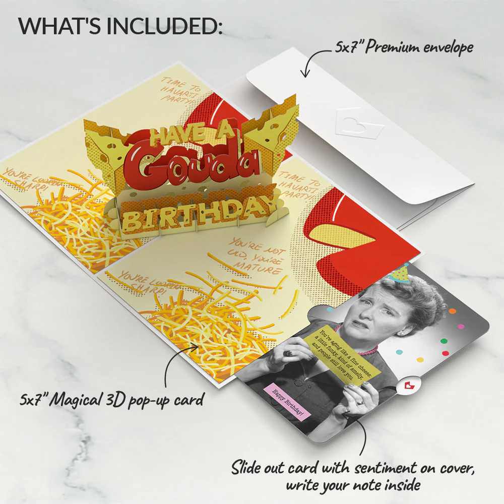 Gouda Birthday Pop-Up Card and Sentiment Set for Any Woman - Image 2