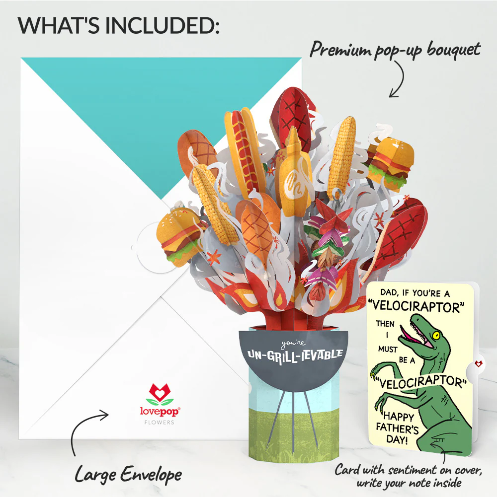 Grill Master Father's Day Bouquet and Velociraptor Sentiment Set - Image 2