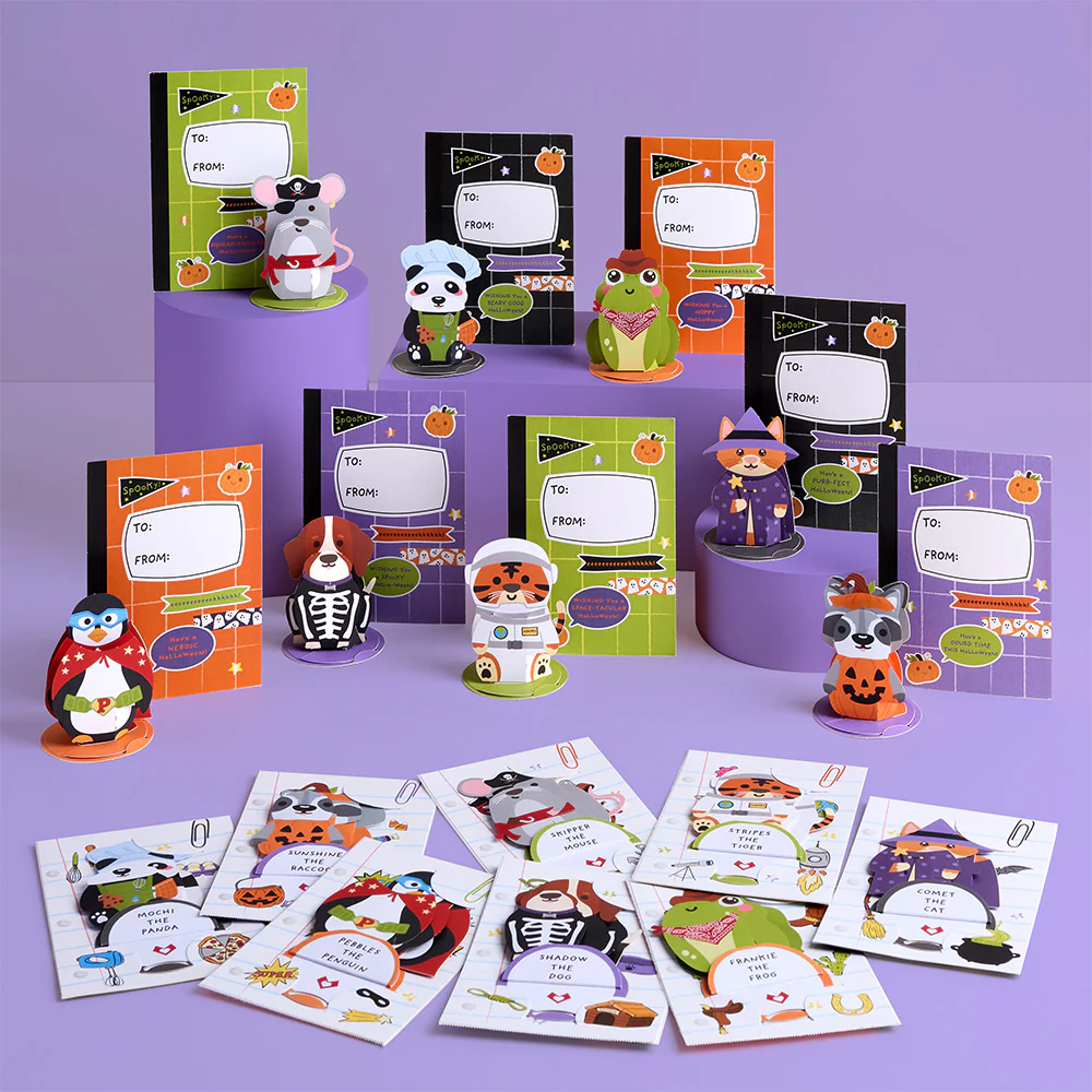 Halloween Assorted Cards Kids Classroom 8-Pack