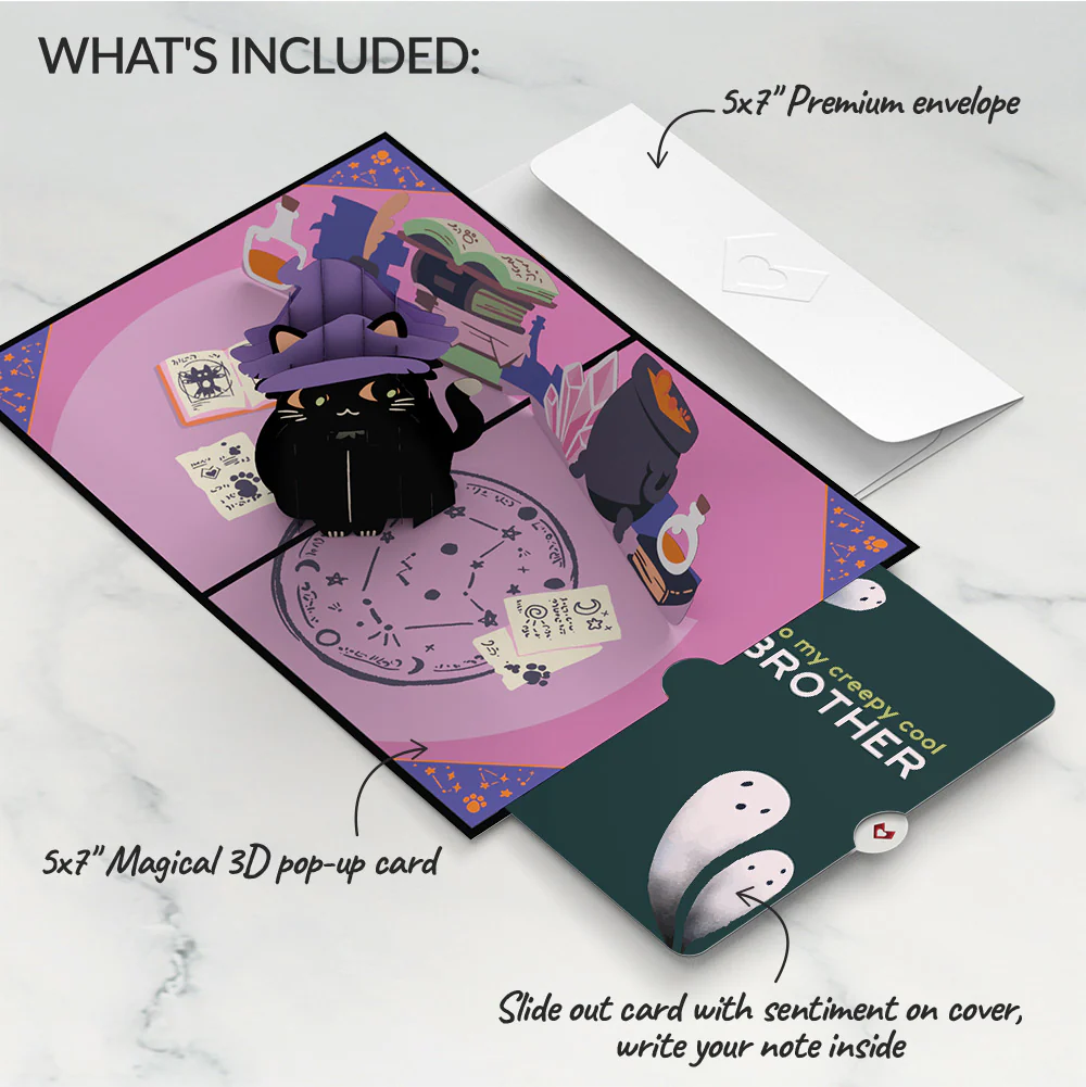 Halloween Cat Classic Pop-Up Card and Sentiment Set for Brother - Image 2
