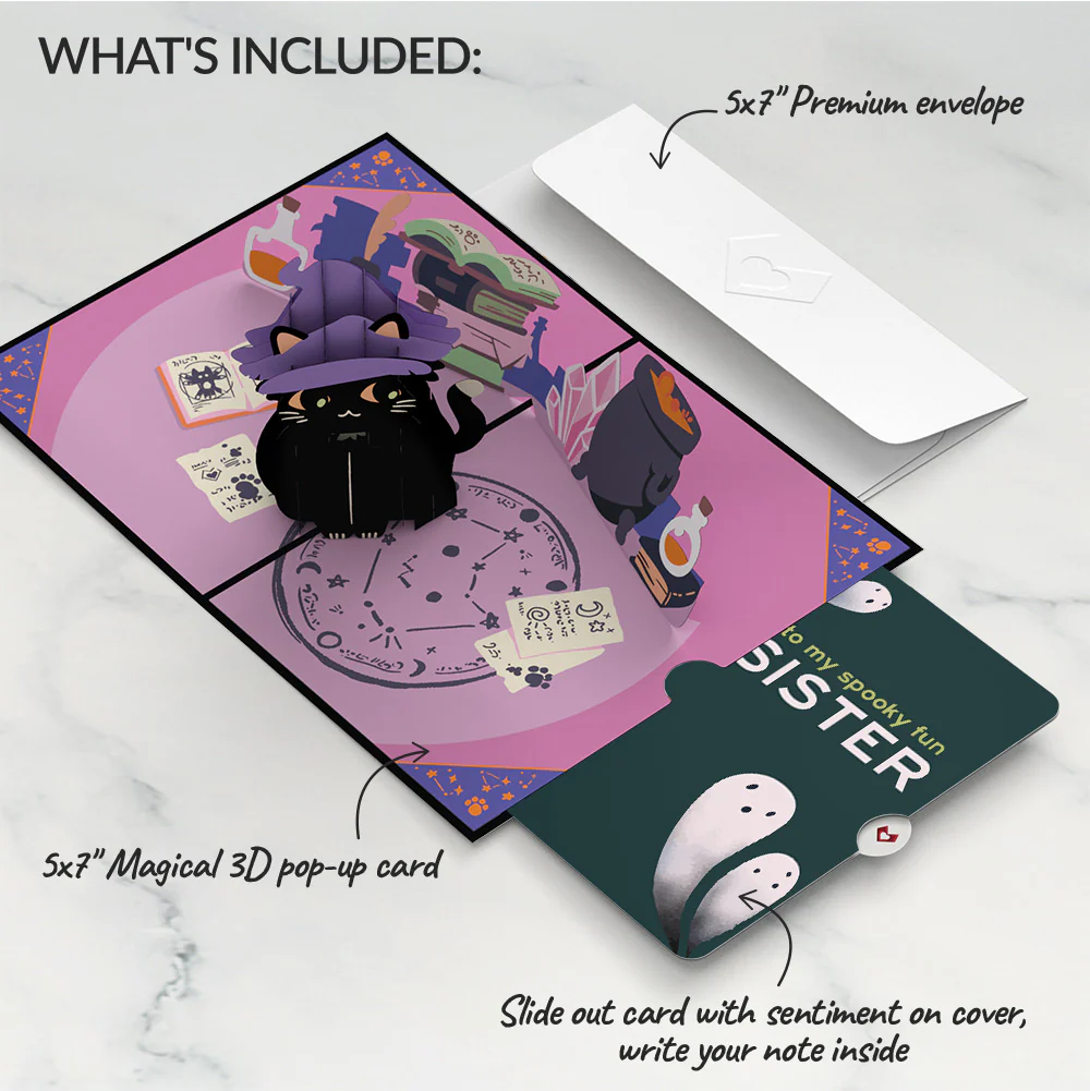 Halloween Cat Classic Pop-Up Card and Sentiment Set for Sister - Image 2