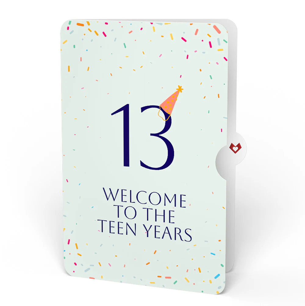 Happy 13th Birthday Confetti Cake Music and Lights Pop-Up Card and Party Hat Sentiment Set - Image 4