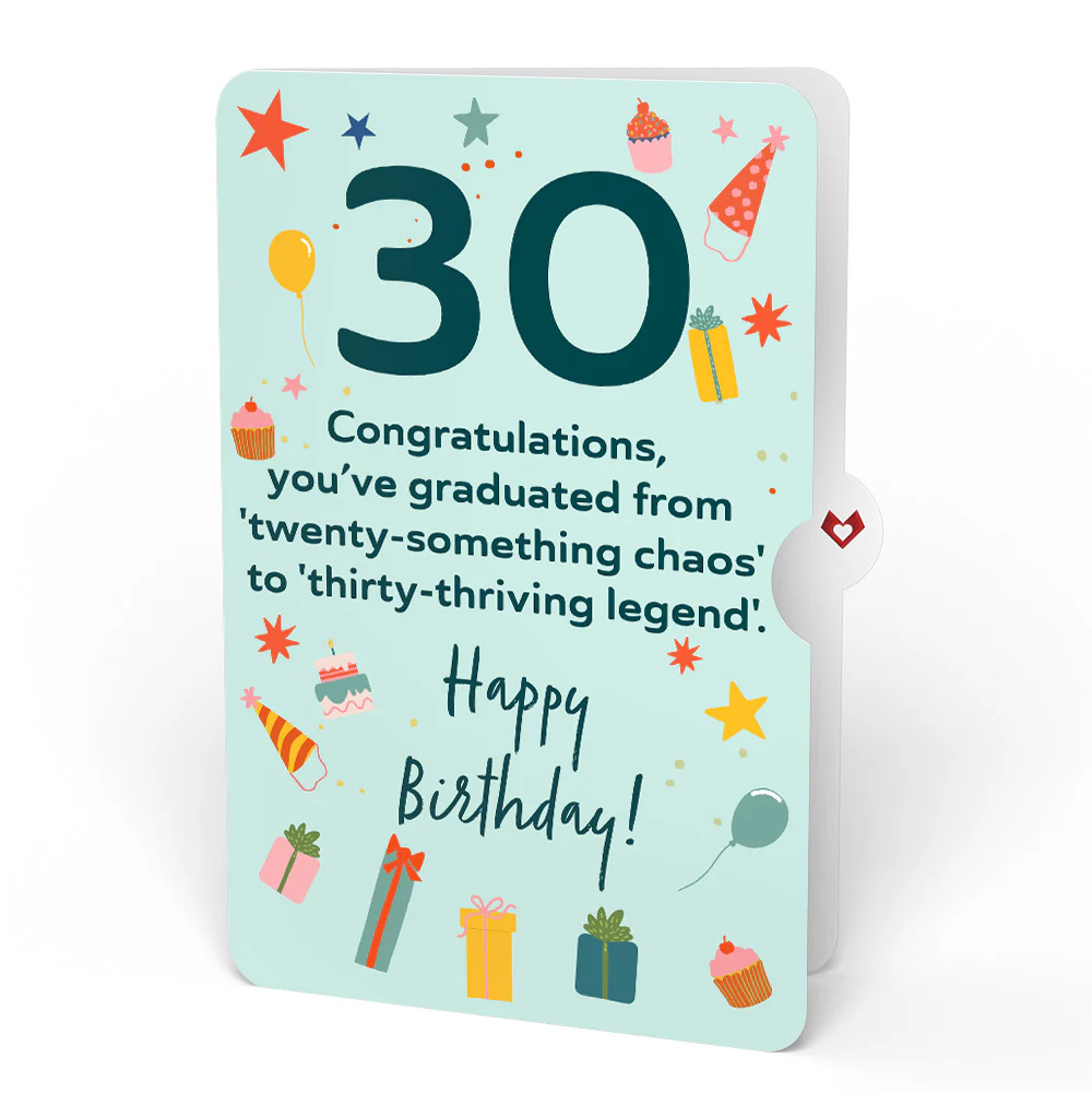 Happy 30th Birthday Balloons Music and Lights Pop-Up Card and Sentiment Set - Image 4
