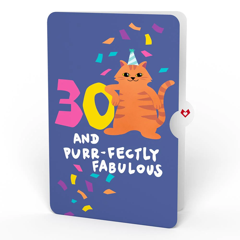 Happy 30th Birthday Cats Pop-Up Card and Sentiment Set - Image 4