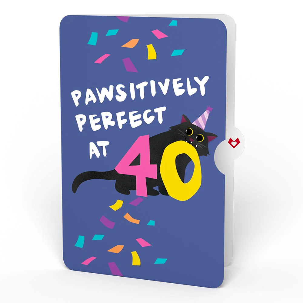 Happy 40th Birthday Cats Pop-Up Card and Sentiment Set - Image 4