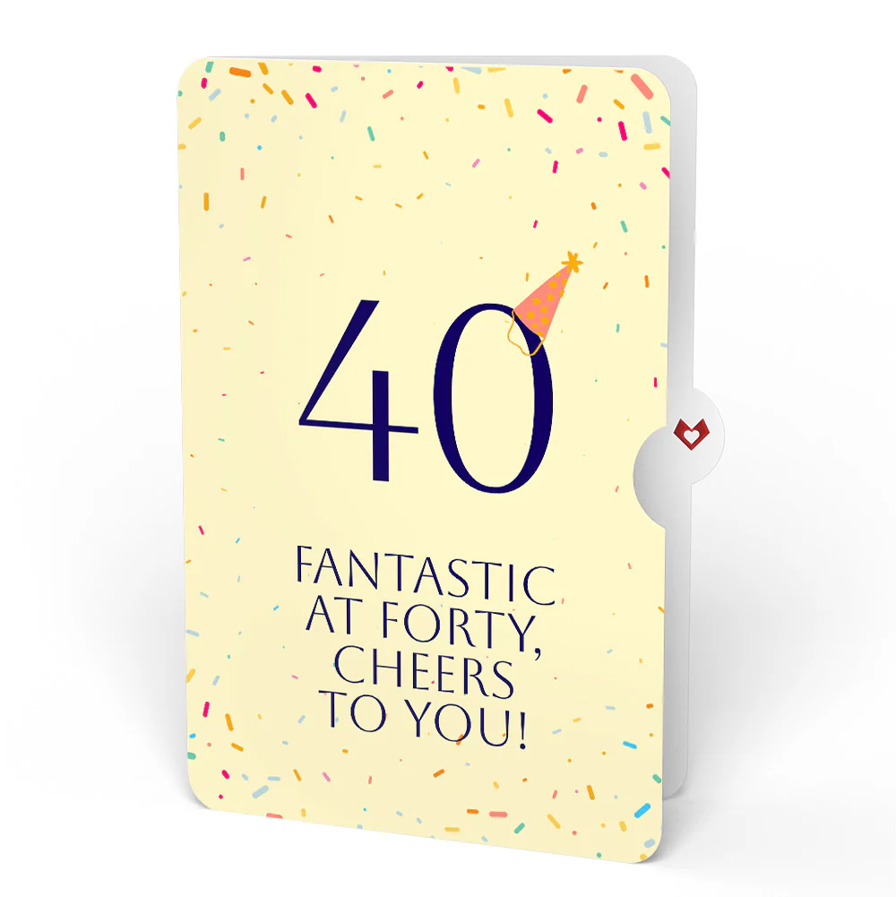 Happy 40th Birthday Confetti Cake Music and Lights Pop-Up Card and Party Hat Sentiment Set - Image 4