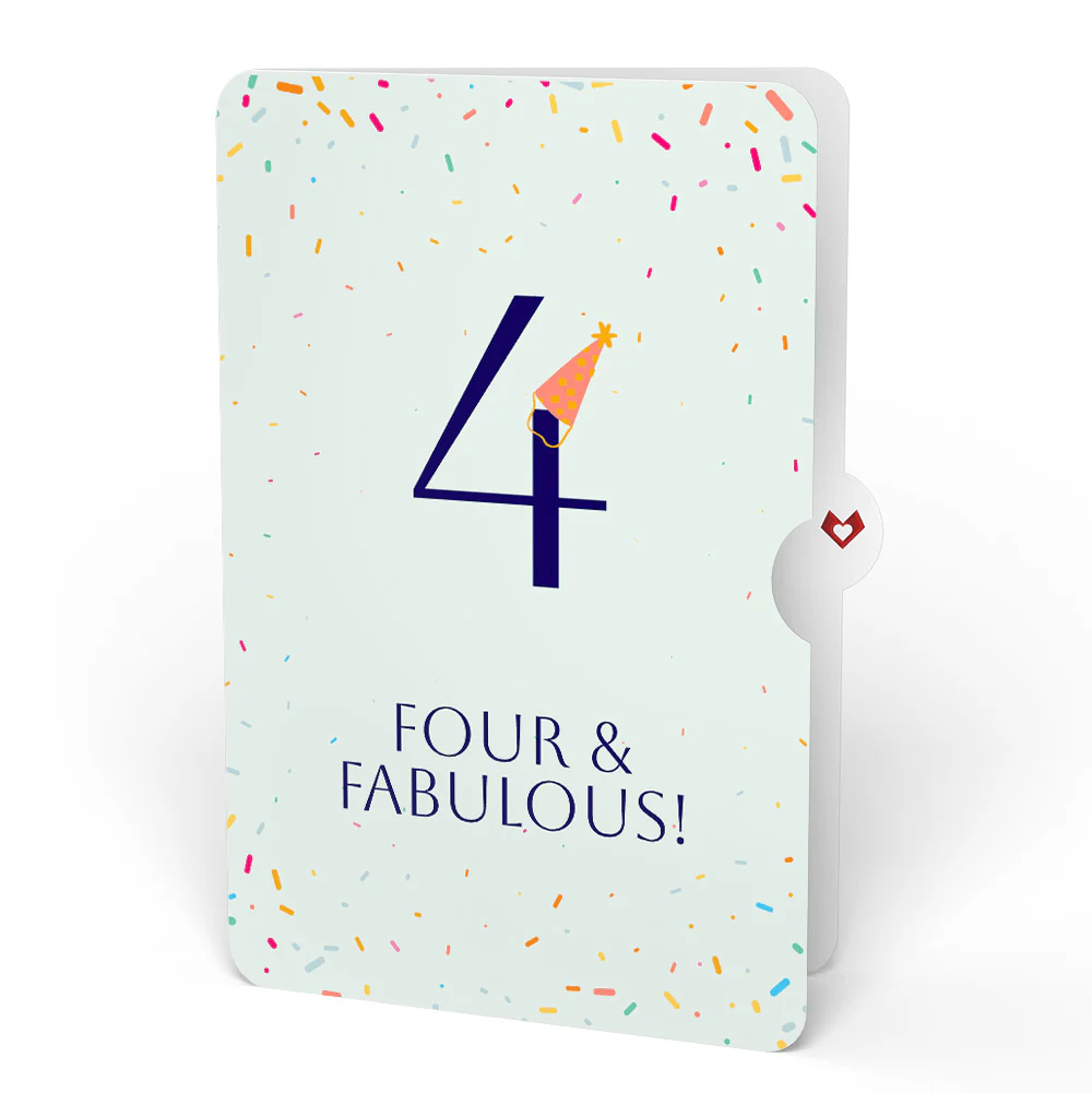 Happy 4th Birthday Balloons Music and Lights Pop-Up Card and Party Hat Sentiment Set - Image 4