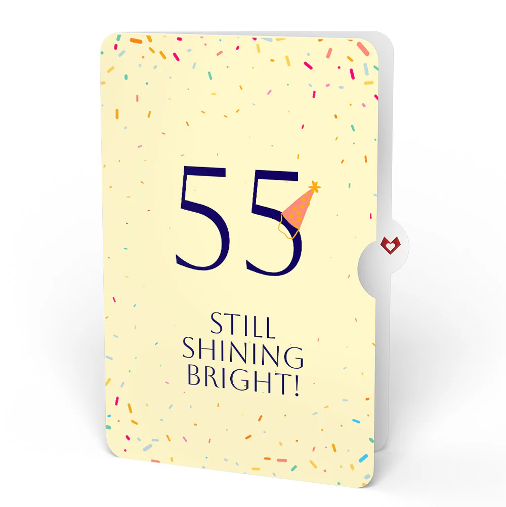 Happy 55th Birthday Balloons Music and Lights Pop-Up Card and Party Hat Sentiment Set - Image 4