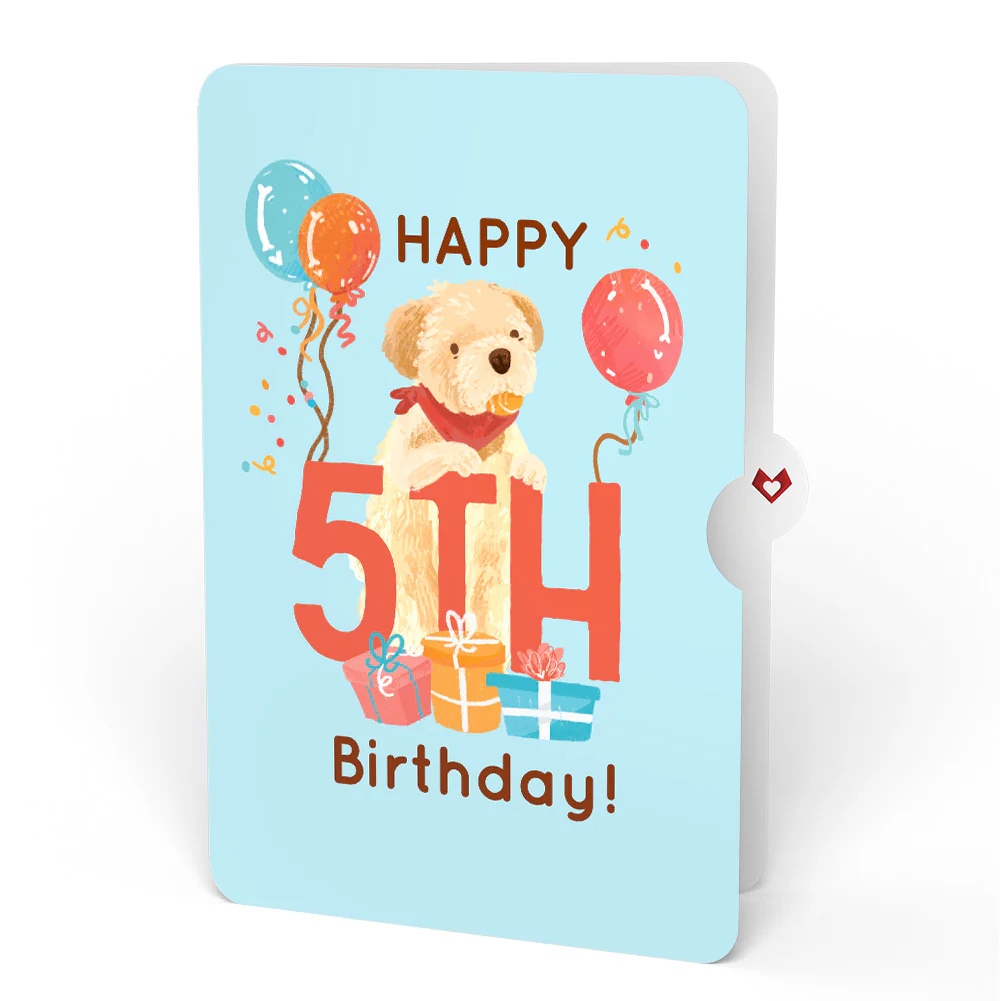 Happy 5th Birthday Dogs Pop-Up Card and Sentiment Set - Image 4
