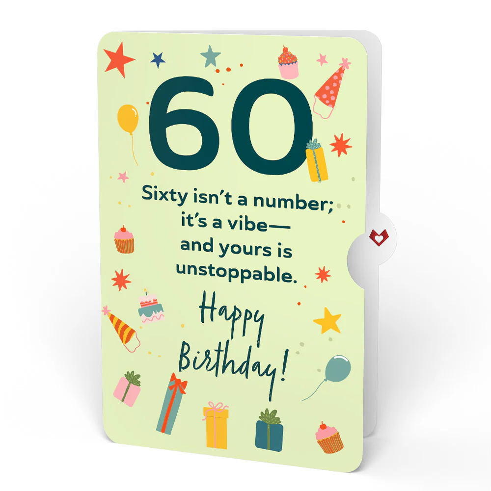 Happy 60th Birthday Balloons Music and Lights Pop-Up Card and Sentiment Set - Image 4
