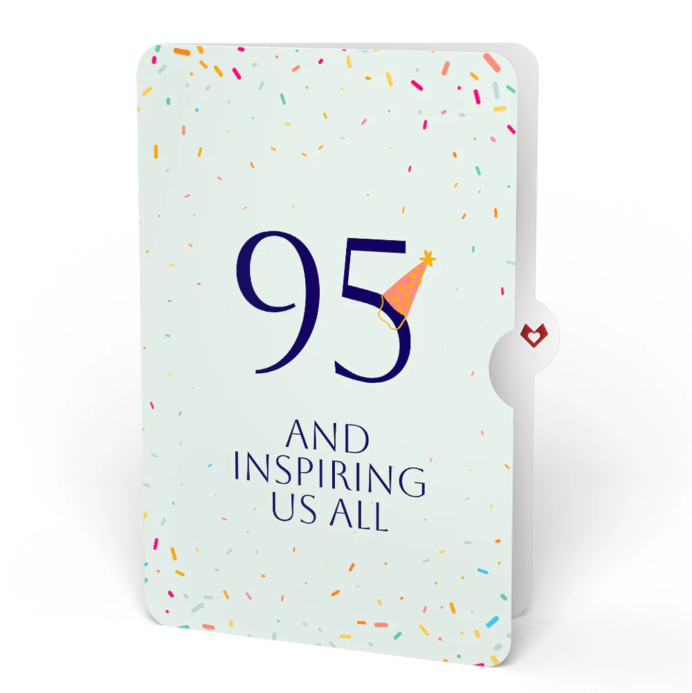 Happy 95th Birthday Confetti Cake Music and Lights Pop-Up Card and Party Hat Sentiment Set - Image 4