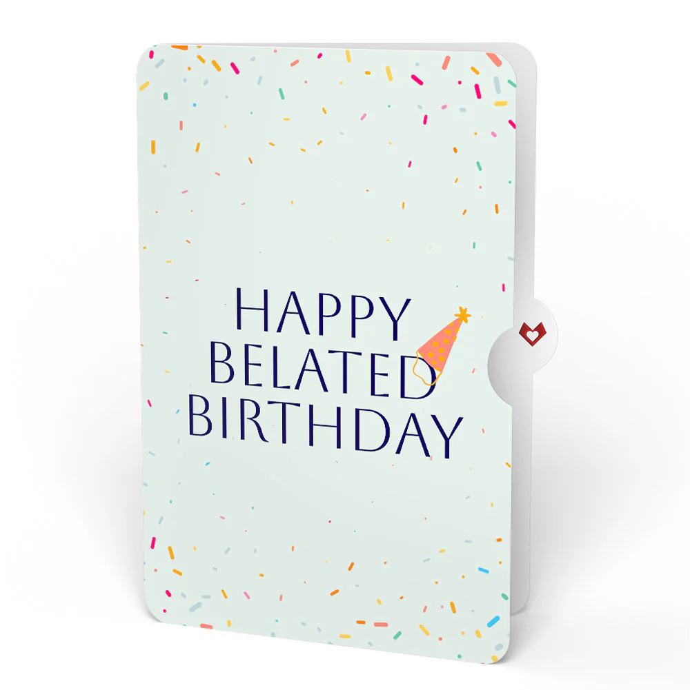 Happy Belated Birthday Confetti Cake Music and Lights Pop-Up Card and Sentiment Set - Image 4