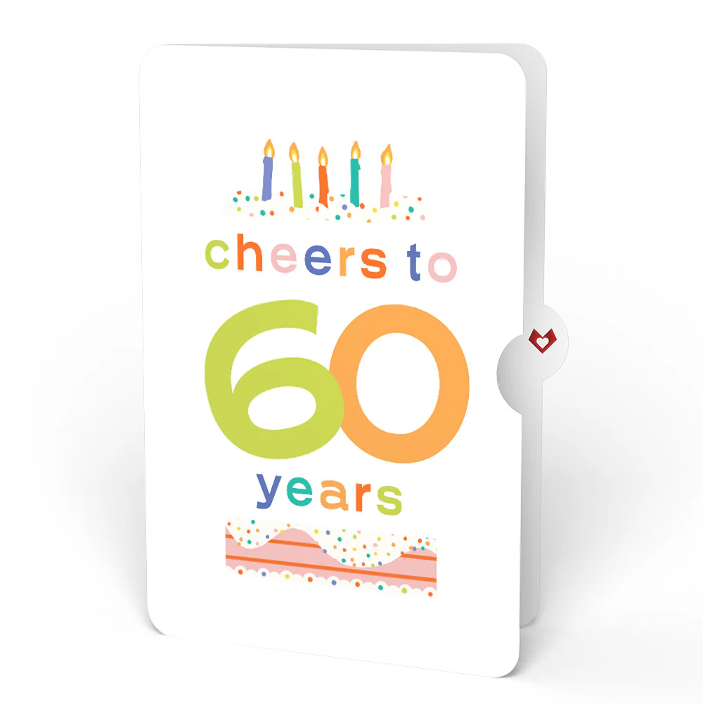 Happy 60th Birthday Balloons Music and Lights Pop-Up Card and Confetti Cake Sentiment Set - Image 4