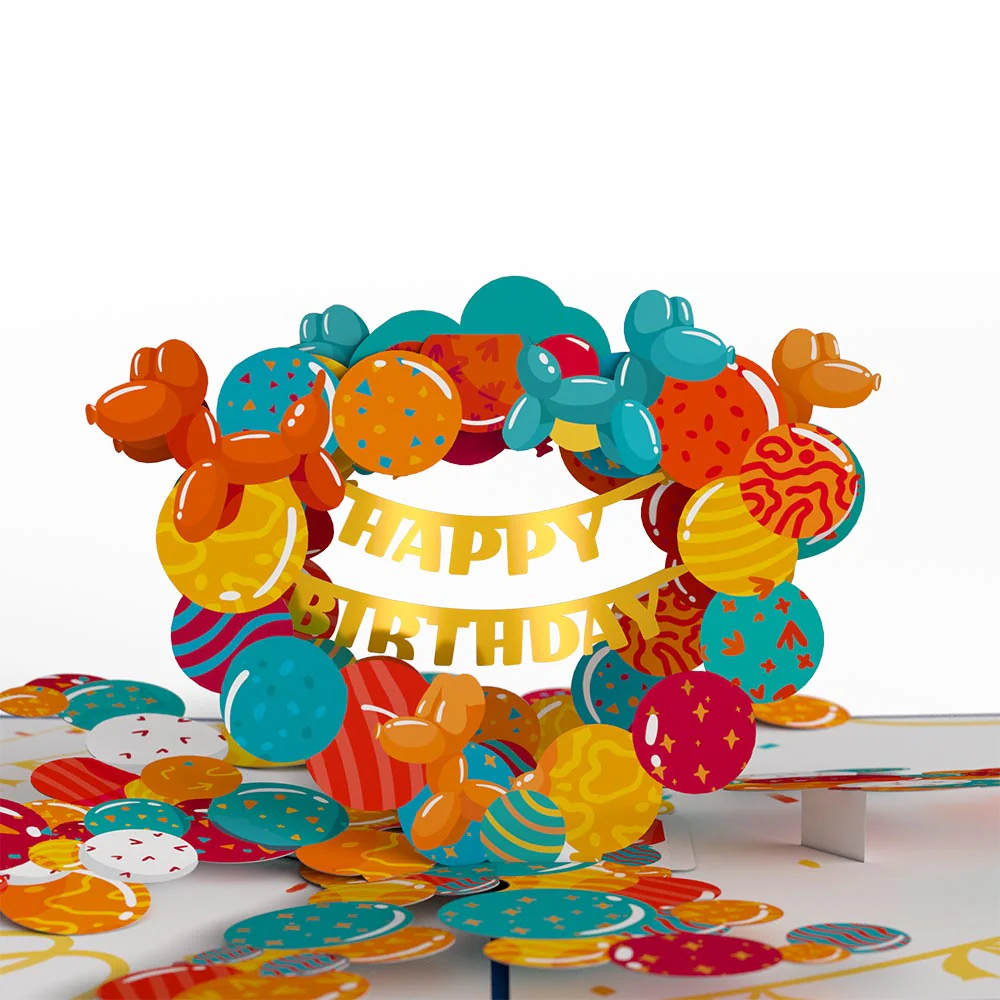 Happy Birthday Banner and Balloons Pop-Up Card - Image 2