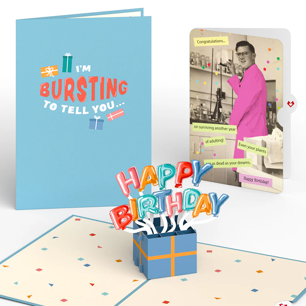 Happy Birthday Burst Pop-Up Card and Survive Another Year of Adulting Sentiment Set