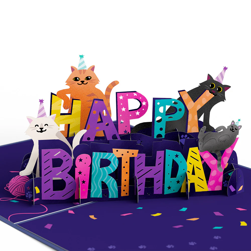 Happy Birthday Cats Pop-Up card - Image 2