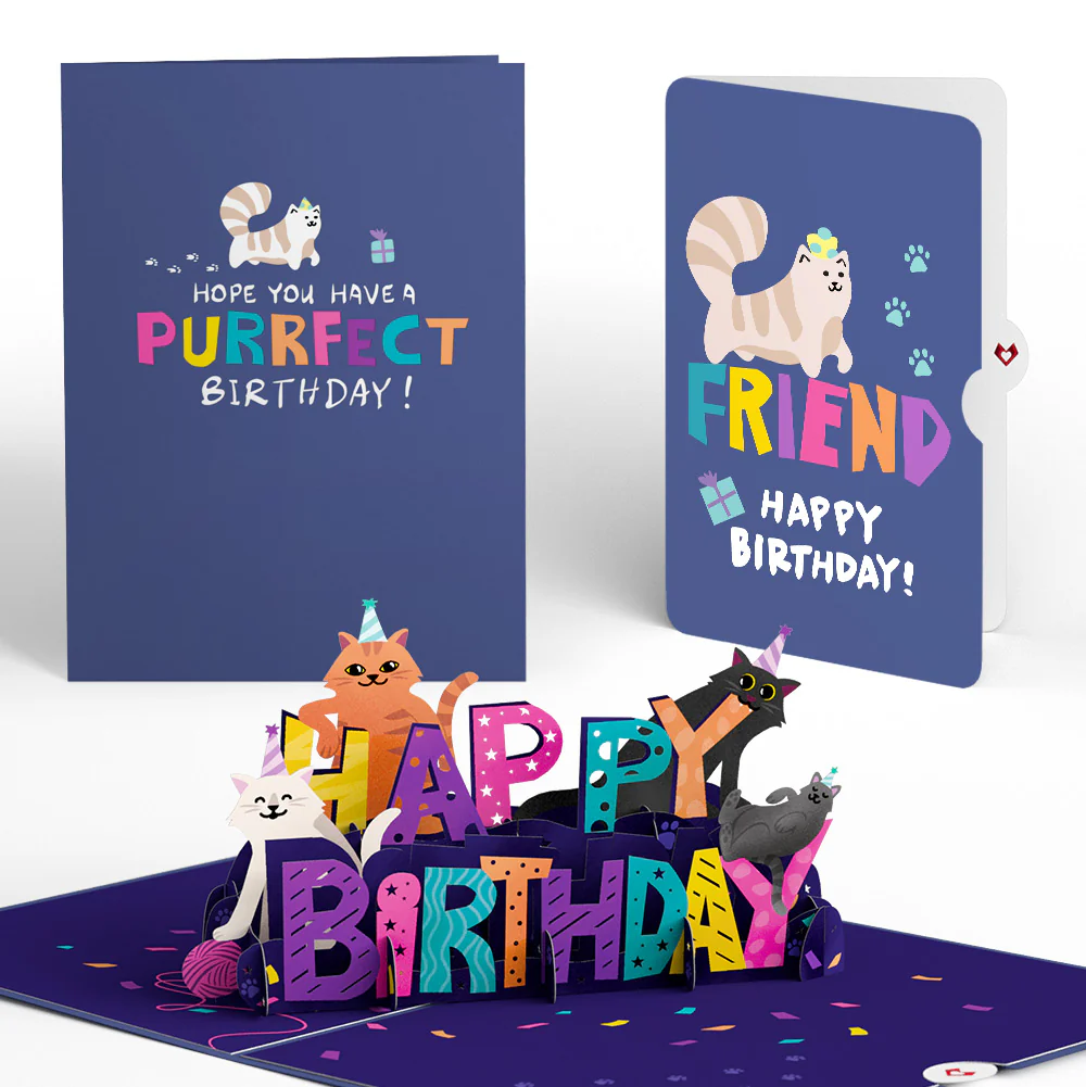 Happy Birthday Cats Pop-Up Card and Sentiment Set for Friend