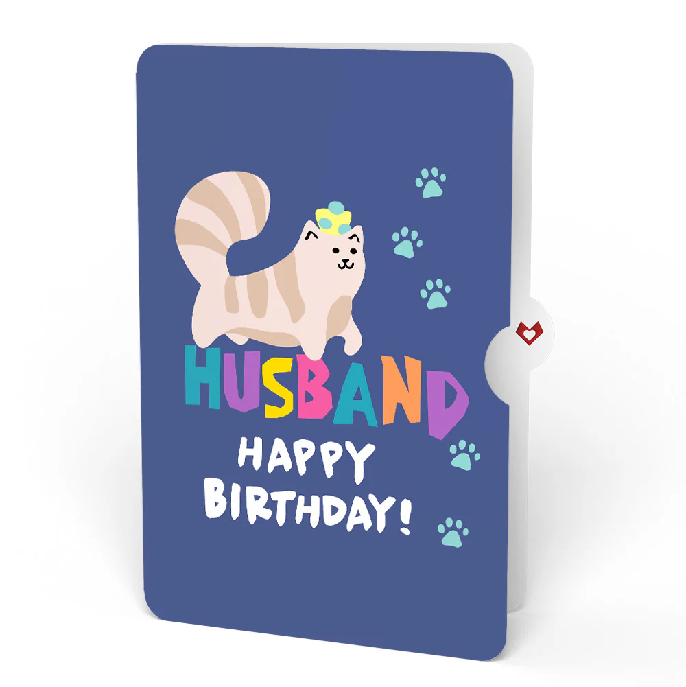 Happy Birthday Cats Pop-Up Card and Sentiment Set for Husband - Image 4