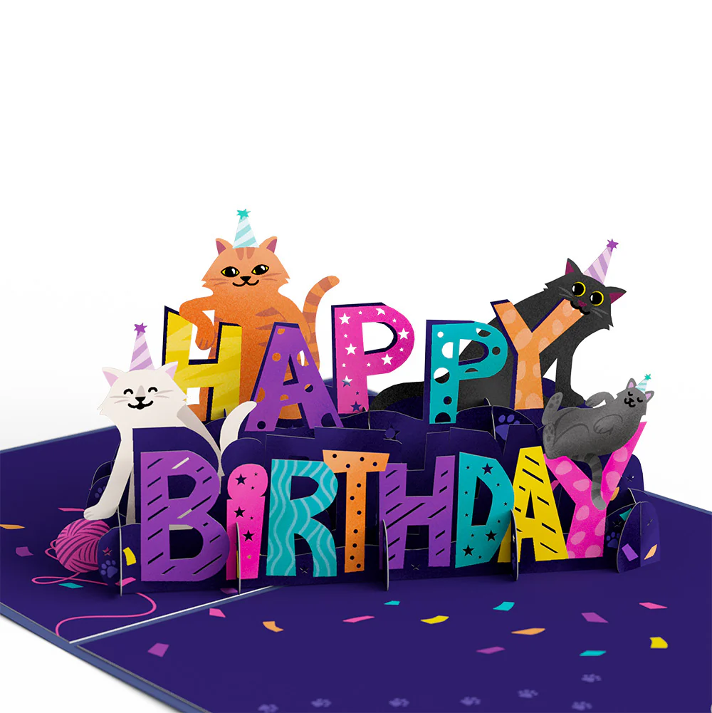 Happy Birthday Cats Pop-Up Card and Sentiment Set for Wife - Image 3