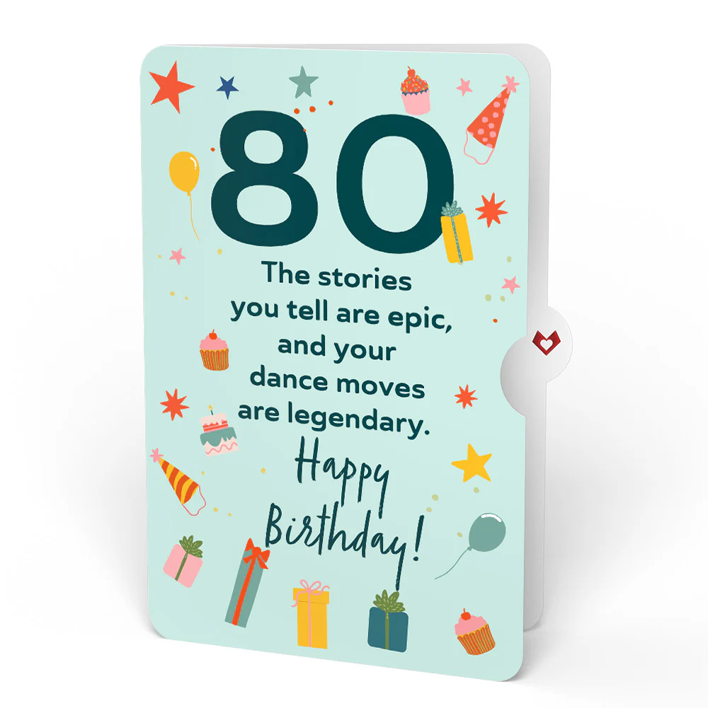 Happy 80th Birthday Confetti Cake Music and Lights Pop-Up Card and Sentiment Set - Image 4