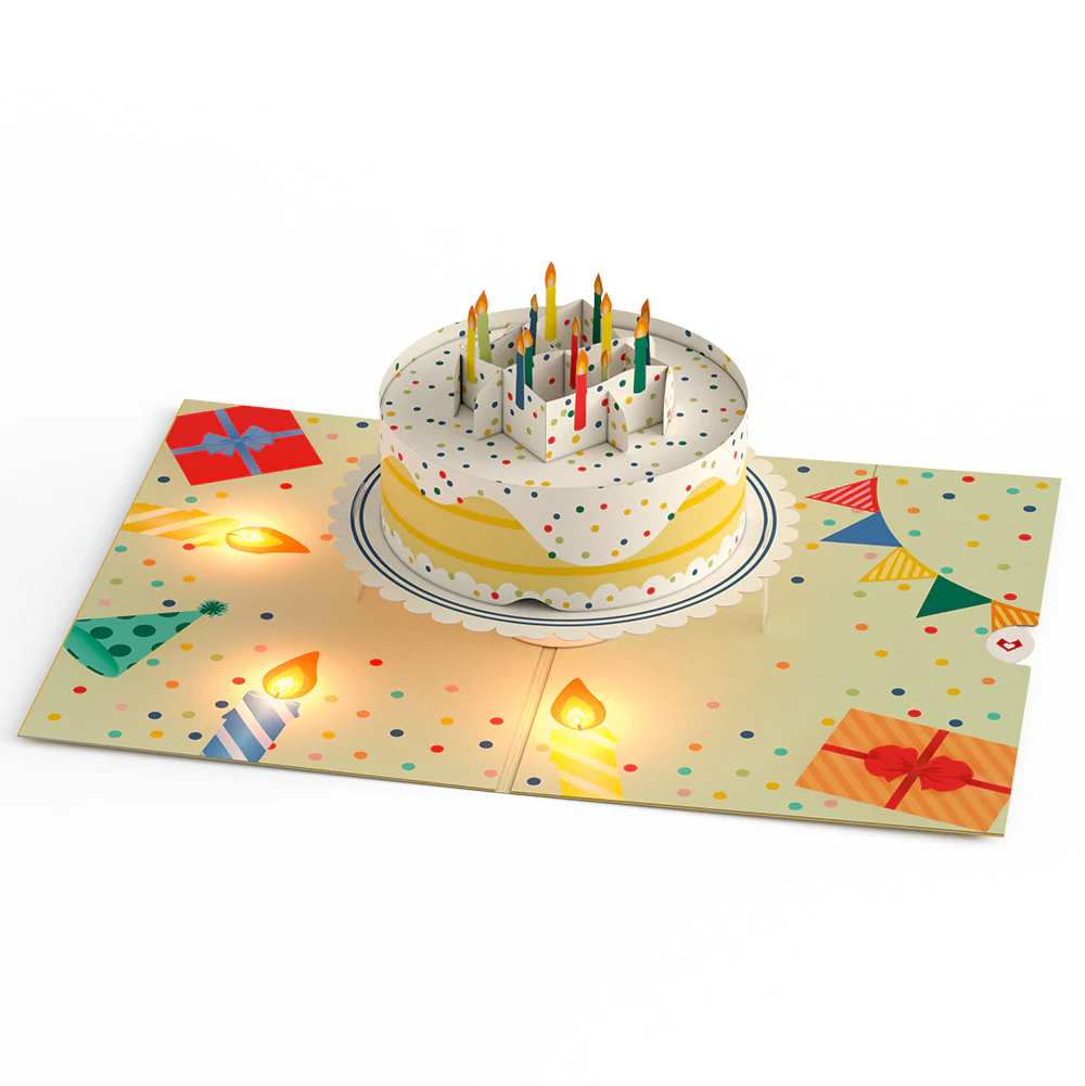 Happy Birthday Confetti Cake Music and Lights Pop-Up Card and Sentiment Set for Mom - Image 3