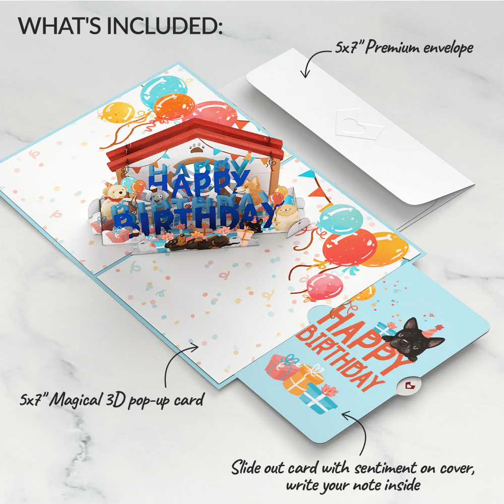 Happy Birthday Dogs Pop-Up Card and Sentiment Set - Image 2