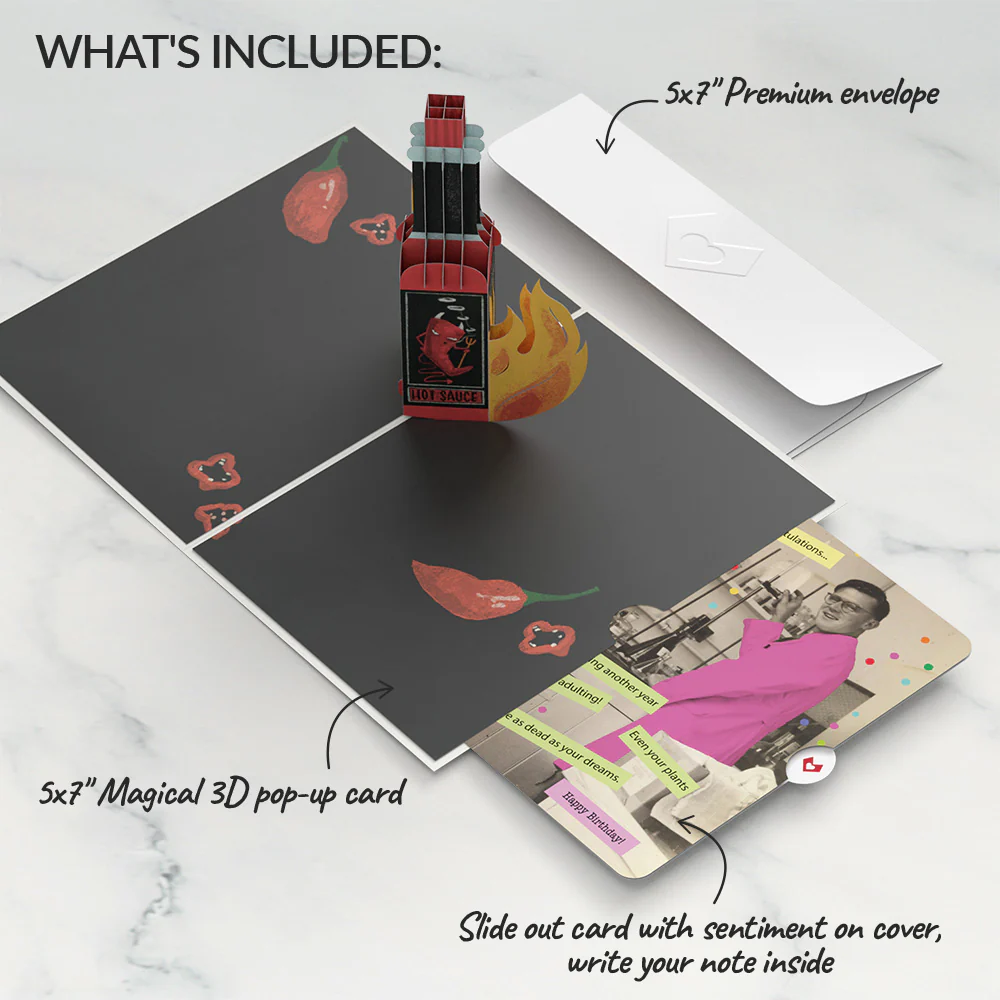 Happy Birthday Hot Stuff Pop-Up Card and Sentiment Set - Image 2