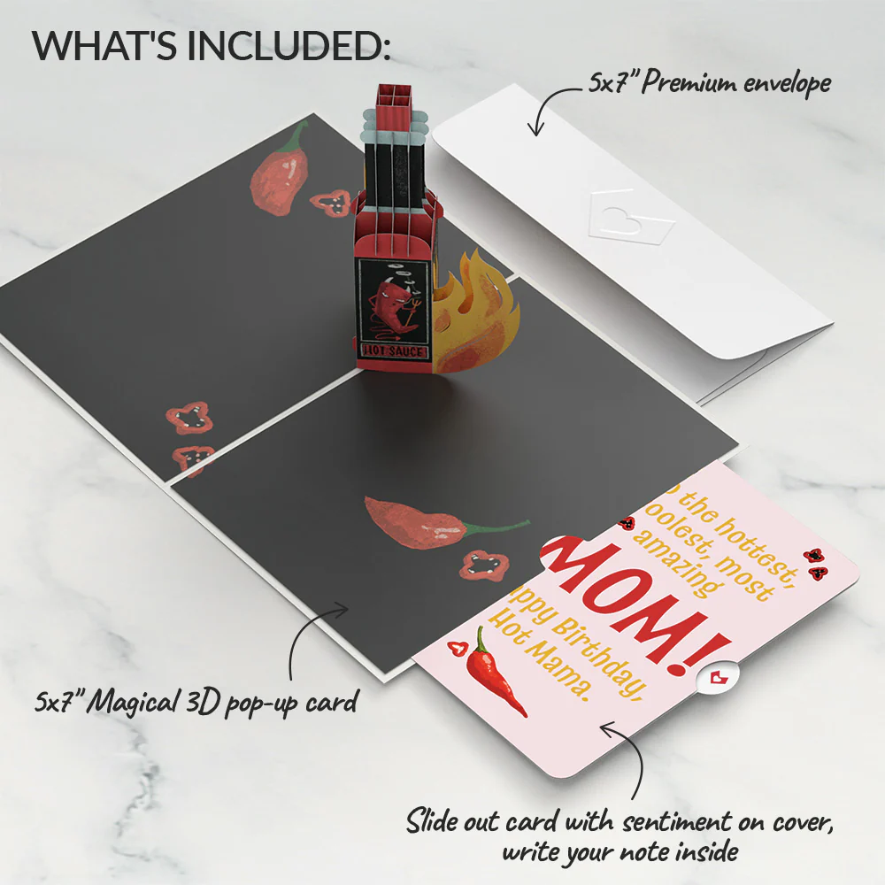 Happy Birthday Hot Stuff Pop-Up Card and Sentiment Set for Mom - Image 2