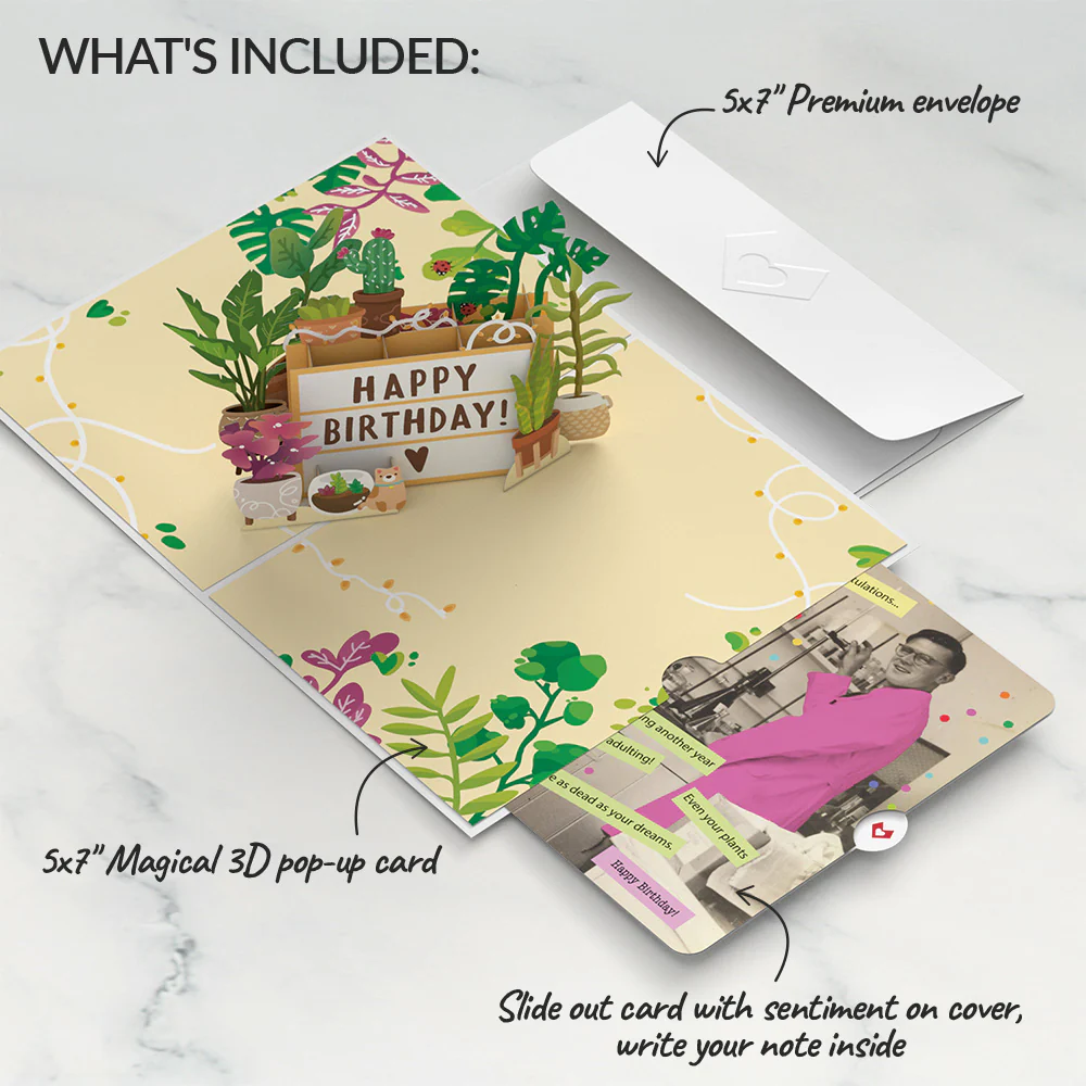 Happy Birthday Plants Pop-Up Card and Sentiment Set - Image 2