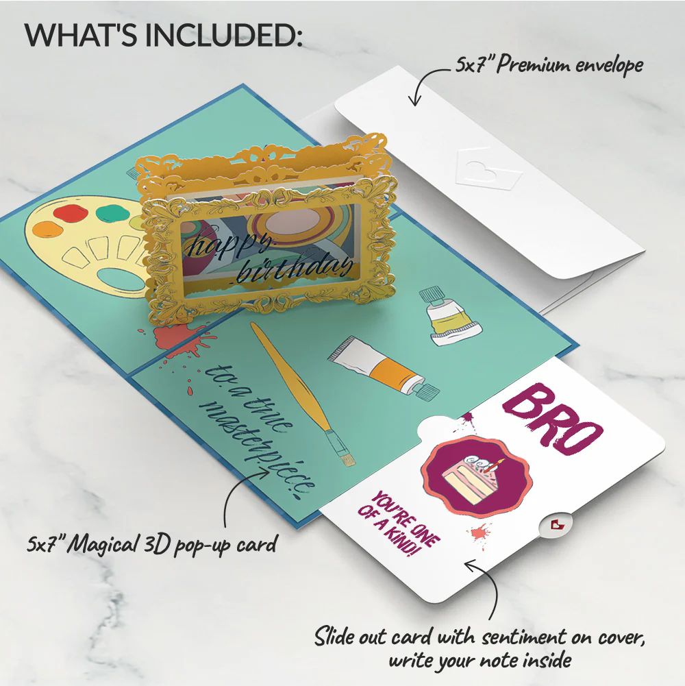 Happy Birthday to a True Masterpiece Pop-Up Card and Sentiment Set for Brother - Image 2