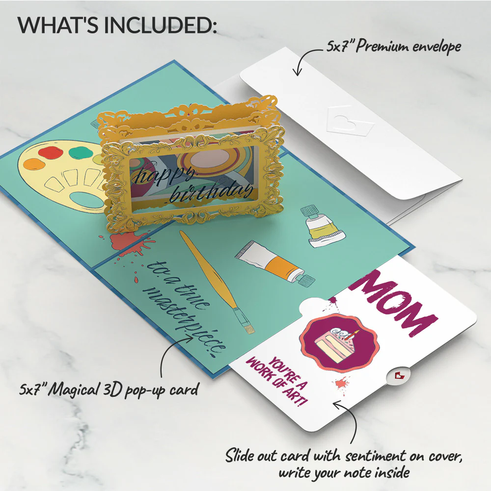 Happy Birthday to a True Masterpiece Pop-Up Card and Sentiment Set for Mom - Image 2