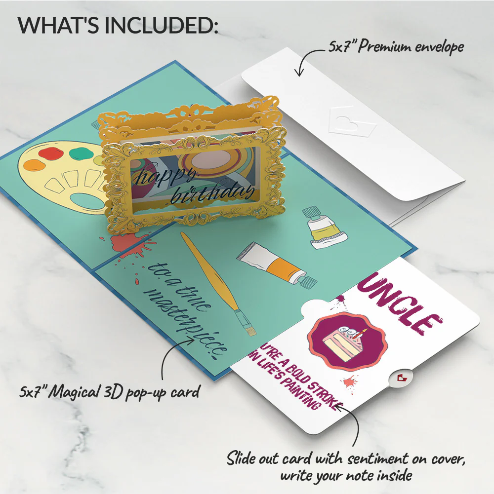 Happy Birthday to a True Masterpiece Pop-Up Card and Sentiment Set for Uncle - Image 2